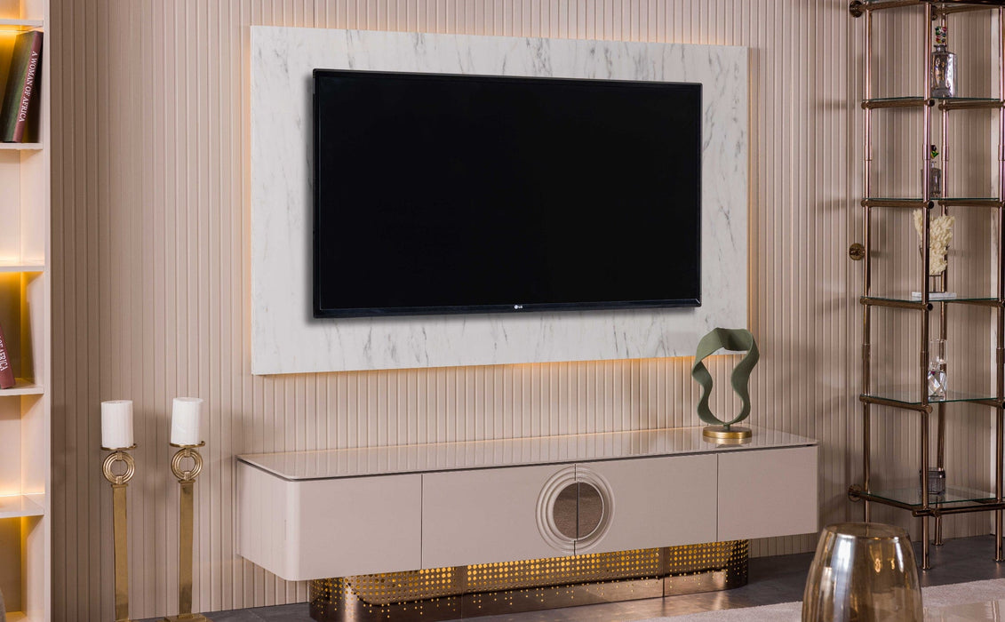 Atmacha Home And Living Tv Unit Milled Back Wall Panel Pearl TV Panel