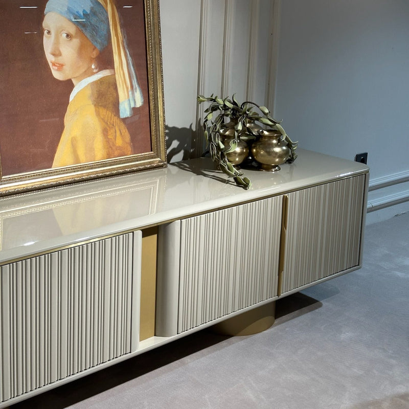 Atmacha Home And Living Tv Unit TV Stand / Antique Brass / Ivory Alessio TV Stand