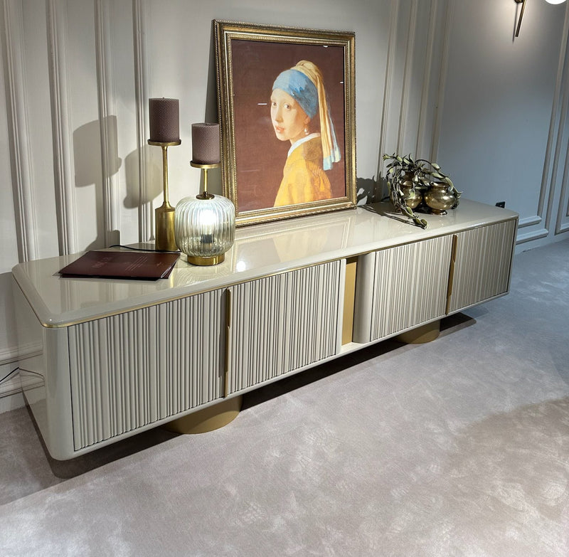 Atmacha Home And Living Tv Unit TV Stand / Antique Brass / Ivory Alessio TV Stand