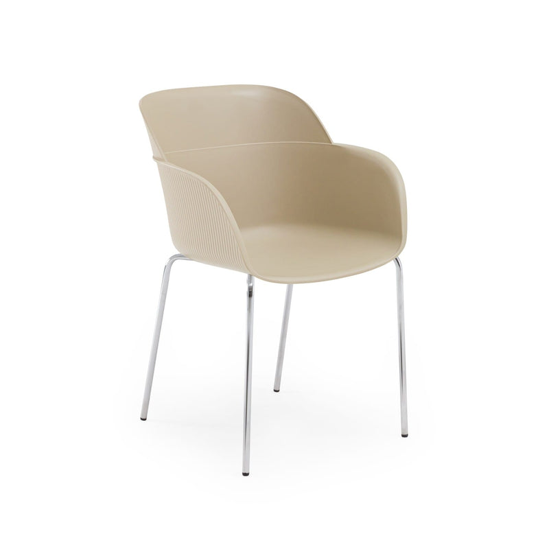 Atmacha Home & Living Armchair Beige / Chrome Coated Shell-M Armchair