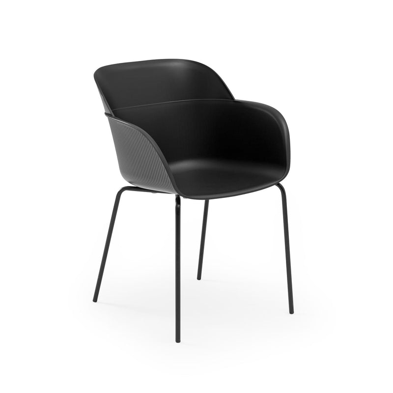 Atmacha Home & Living Armchair Black / Black Painted Metal Shell-M Armchair