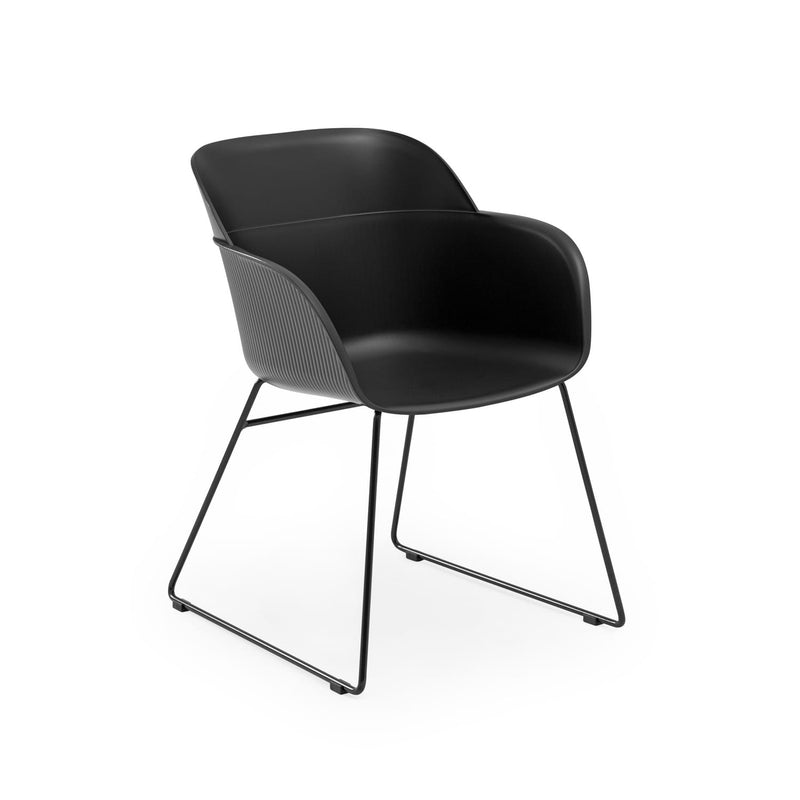 Atmacha Home & Living Armchair Black / Black Painted Metal Shell-U Armchair