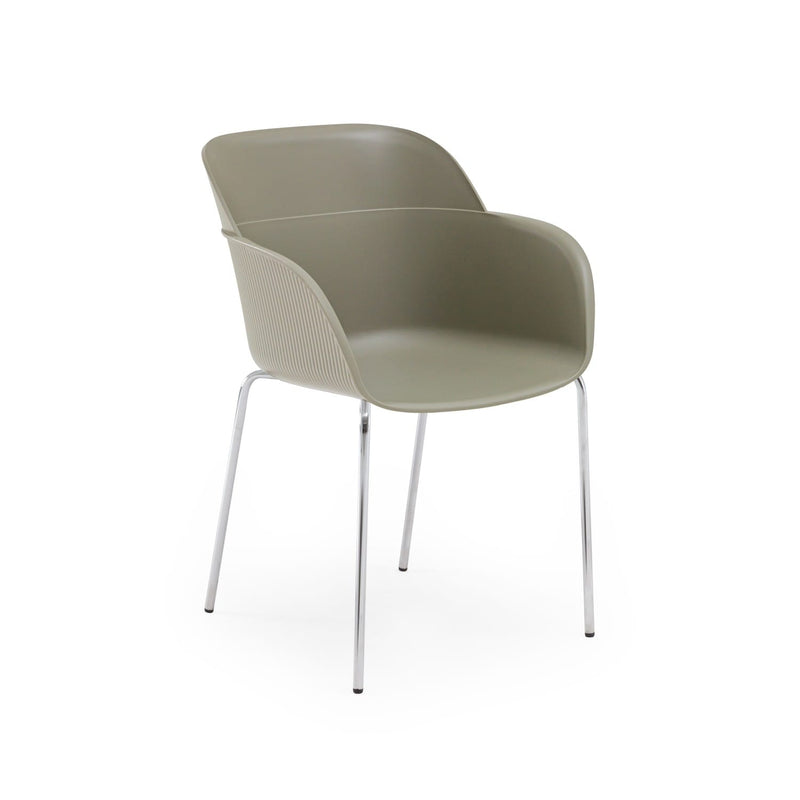 Atmacha Home & Living Armchair Cement Gray / Chrome Coated Shell-M Armchair