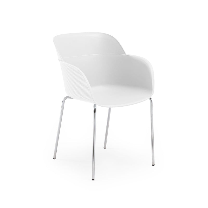 Atmacha Home & Living Armchair Ivory White / Chrome Coated Shell-M Armchair