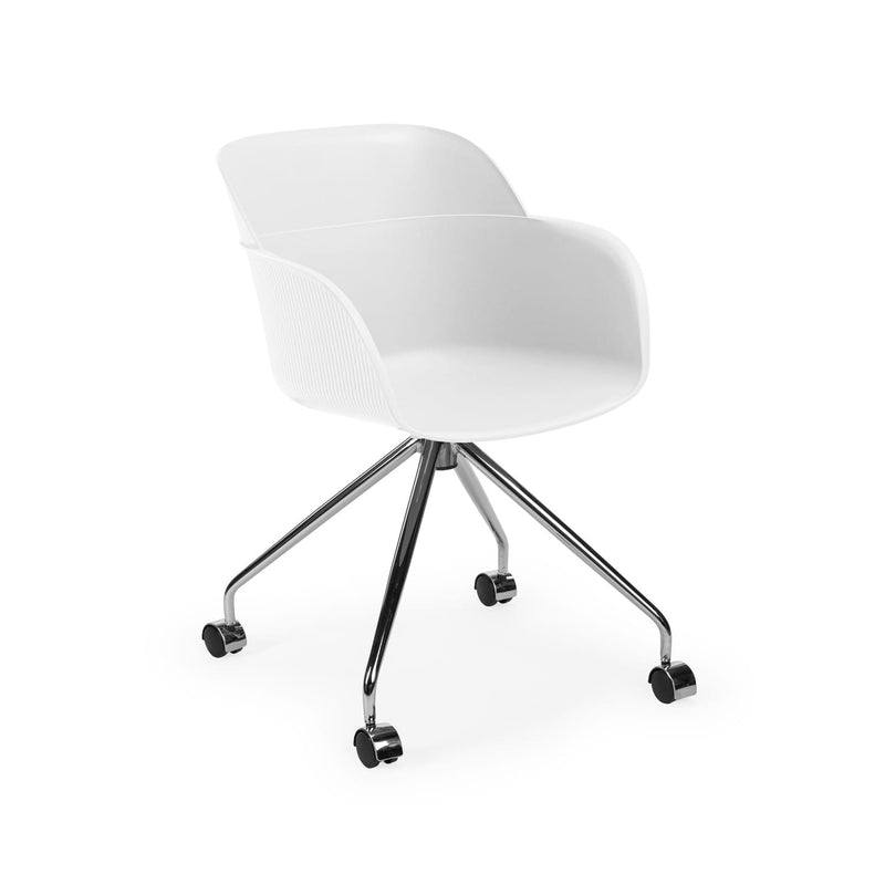 Atmacha Home & Living Armchair Ivory White / Chrome Coated Shell-O Armchair