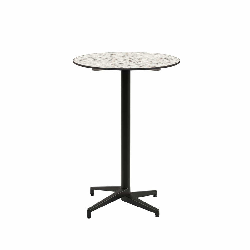 Atmacha Home & Living Bar Table Hpl/cpl Terrazzo-2 / Black Moon-C Bar Ø77 cm | Fixed Bar Table