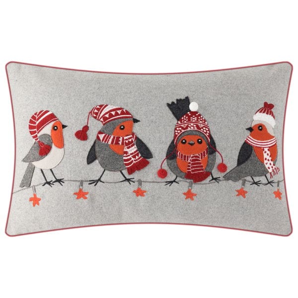 Atmacha Home & Living Cushion 30x50 cm / Assorted FESTIVE ROBINS WITH HATS 30 X 50 30x50 cm