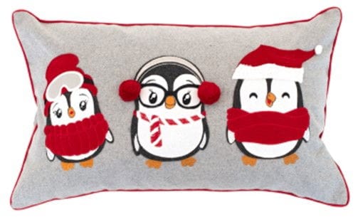 Atmacha Home & Living Cushion 30x50 cm / Assorted Fibre Filled- FESTIVE APPLIQUE PENGUINS 30 x 30x50 cm