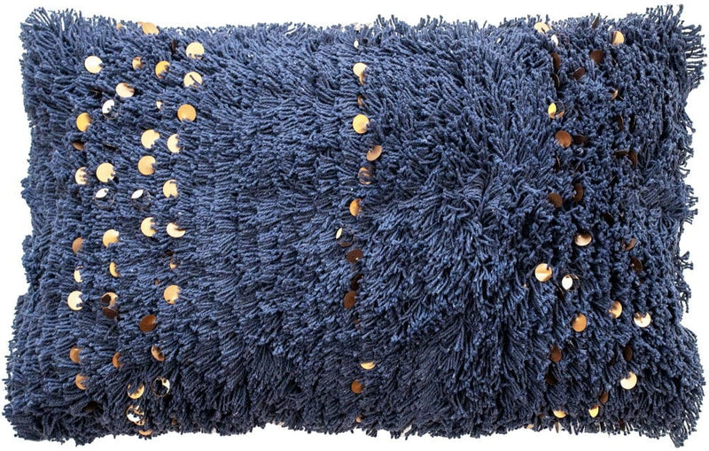 Atmacha Home & Living Cushion 30x50 cm / Blue Fibre Filled- TEXTURED MOROCCON SEQUIN BLUE 3 Blue / 30x50 cm