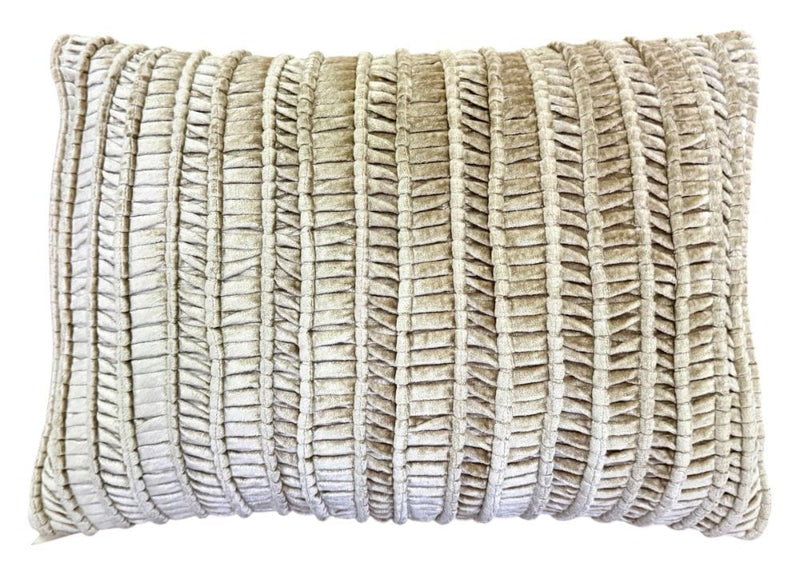 Atmacha Home & Living Cushion 30x50 cm / Cream CREAM VELVET ROUCHED PANELS CUSHION 30 X 50 Cream / 30x50 cm