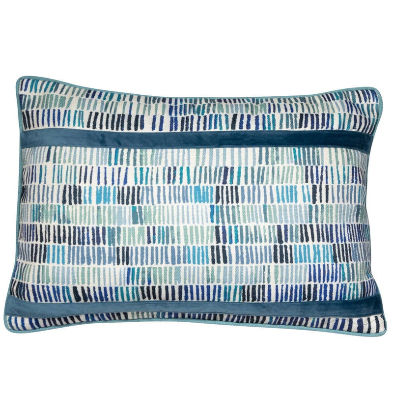 Atmacha Home & Living Cushion 35x50 cm / Blue BLUE PRINTED LINES WITH VELVET APP Blue / 35x50 cm