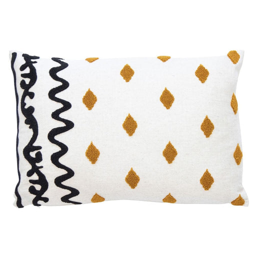 Atmacha Home & Living Cushion 35x50 cm / Mustard TEXTURED ETHNIC MUSTARD/BLACK CREWEL STITCH O Mustard / 35x50 cm