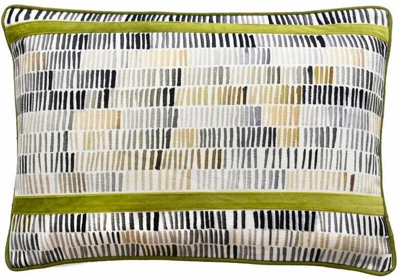 Atmacha Home & Living Cushion 35x50 cm / Olive OLIVE PRINTED LINES WITH VELVET APP Olive / 35x50 cm
