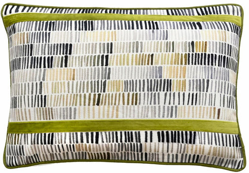 Atmacha Home & Living Cushion 35x50 cm / Olive OLIVE PRINTED LINES WITH VELVET APP Olive / 35x50 cm
