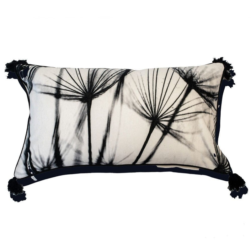 Atmacha Home & Living Cushion 35x65 cm / Assorted MONO PRINTED DANDELIONS ON VELVET WITH TASSEL 35x65 cm