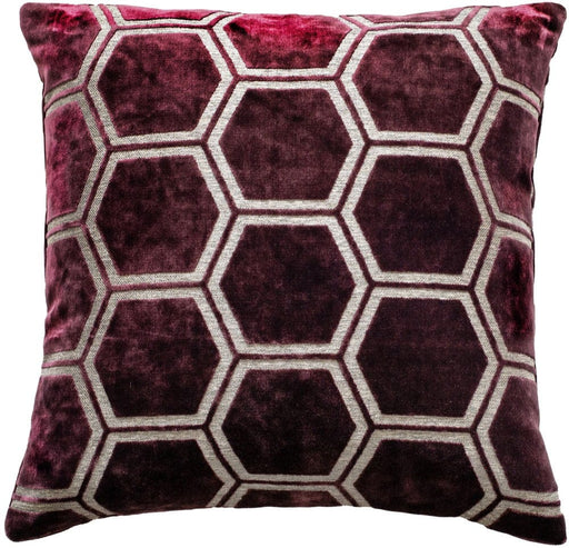 Atmacha Home & Living Cushion 43x43 cm / Assorted LARGE HEXAGON CUT VELVET AUBERGINE 43x43 cm