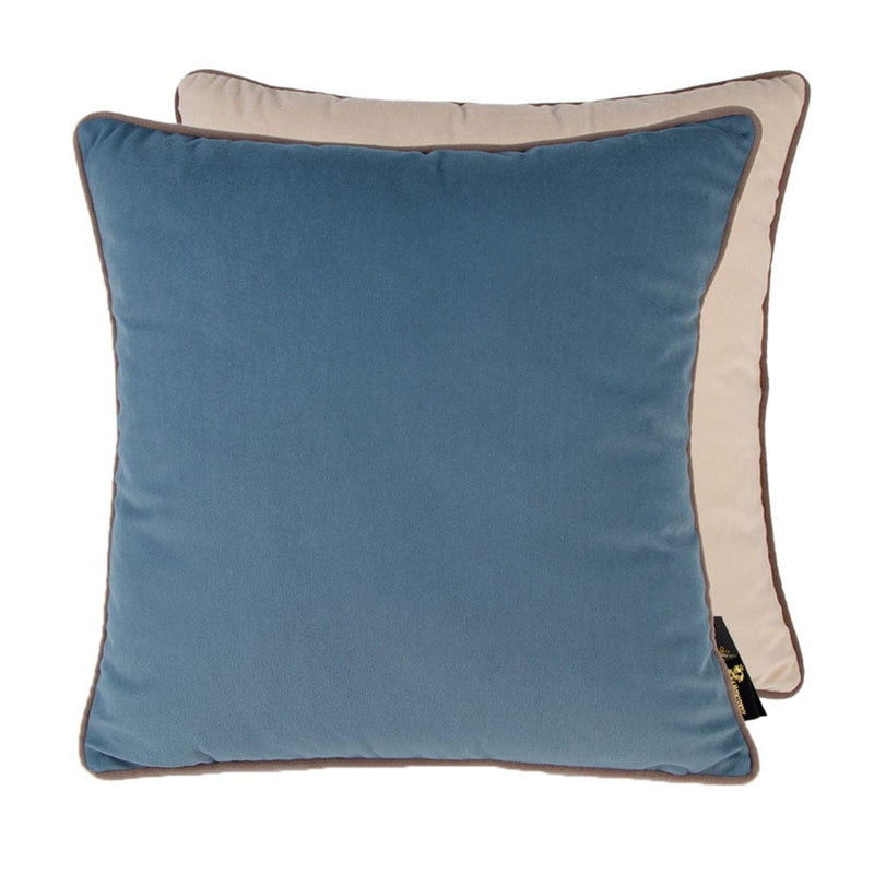 Atmacha Home & Living Cushion 43x43 cm / Blue DBLE SIDED VELV BLUE/CHAMP TAUPE PIPING Blue / 43x43 cm