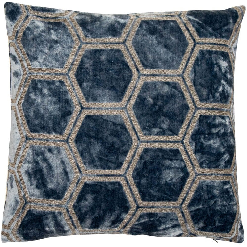Atmacha Home & Living Cushion 43x43 cm / Blue LARGE HEXAGON CUT VELVET BLUE / 43x43 cm