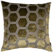 Atmacha Home & Living Cushion 43x43 cm / Green LARGE HEXAGON CUT VELVET OLIVE GREEN / 43x43 cm