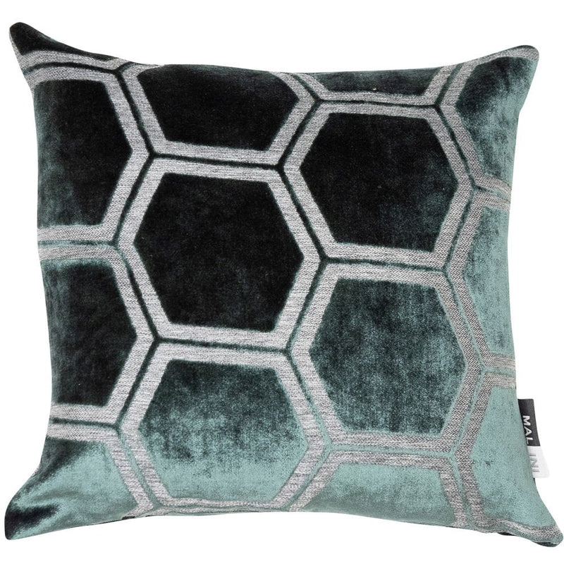 Atmacha Home & Living Cushion 43x43 cm / Green LARGE HEXAGON CUT VELVET PINE  GREEN / 43x43 cm