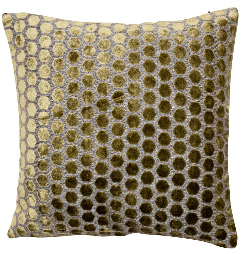 Atmacha Home & Living Cushion 43x43 cm / Green SMALL HEX CUT VELVET OLIVE GREEN / 43x43 cm