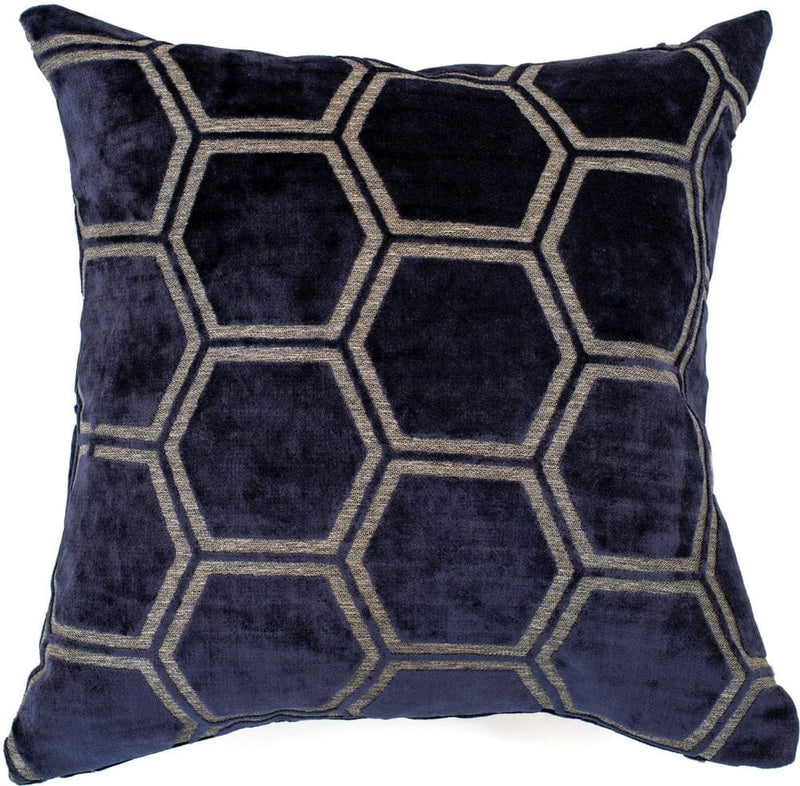 Atmacha Home & Living Cushion 43x43 cm / Navy LARGE HEXAGON CUT VELVET NAVY / 43x43 cm