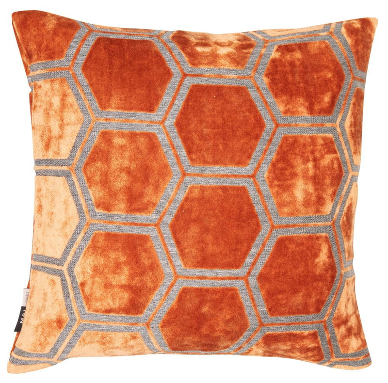 Atmacha Home & Living Cushion 43x43 cm / Tan LARGE HEXAGON CUT VELVET TAN / 43x43 cm