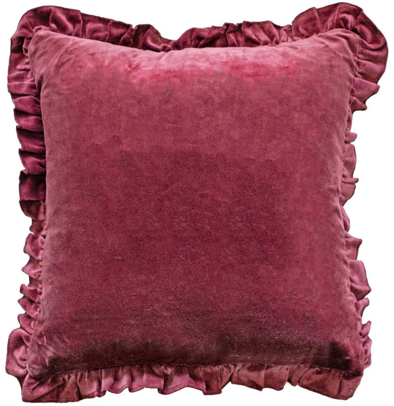 Atmacha Home & Living Cushion 45x45 cm / Assorted FRILL COTTON VELVET CUSHION AUBERGINE45 X 45 45x45 cm