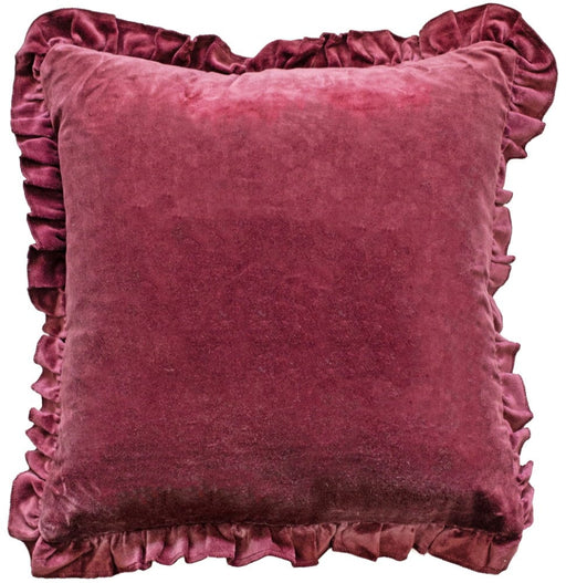 Atmacha Home & Living Cushion 45x45 cm / Assorted FRILL COTTON VELVET CUSHION AUBERGINE45 X 45 45x45 cm