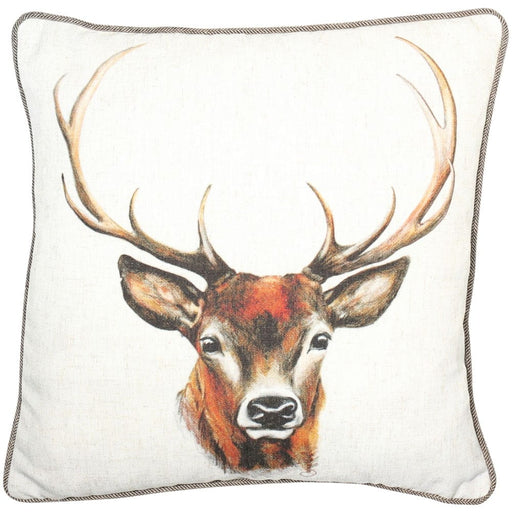 Atmacha Home & Living Cushion 45x45 cm / Assorted HAND PAINTED STAG ON FAUX LINEN 45x45 cm