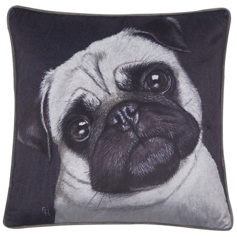 Atmacha Home & Living Cushion 45x45 cm / Assorted HAND PAINTER PUG ON VELVET 45x45 cm