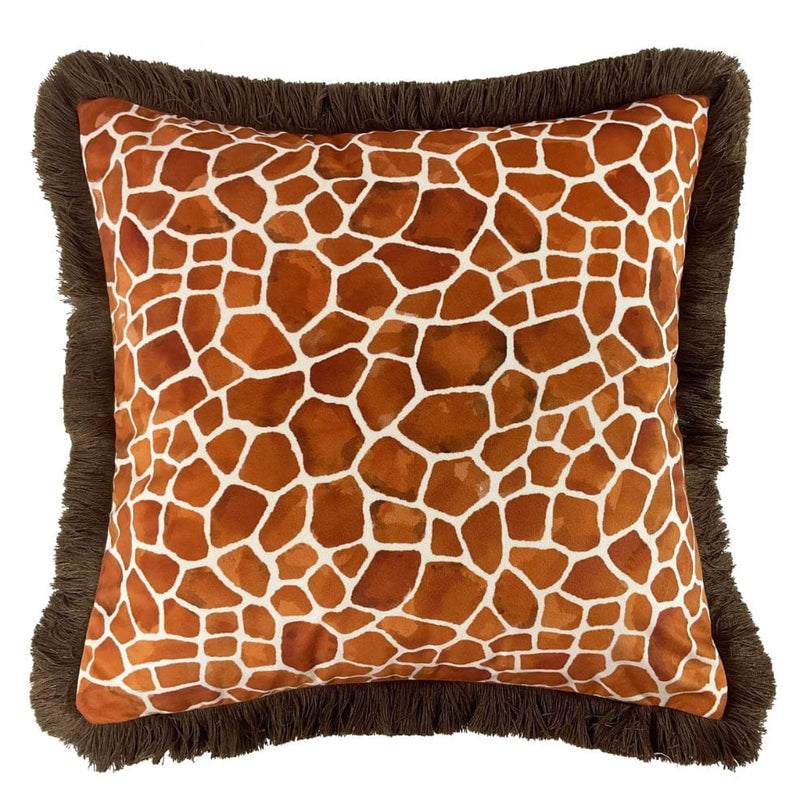 Atmacha Home & Living Cushion 45x45 cm / Assorted PAUL MONEYPENNY GIRAFFE PRINT WITH FRINGE 45x45 cm