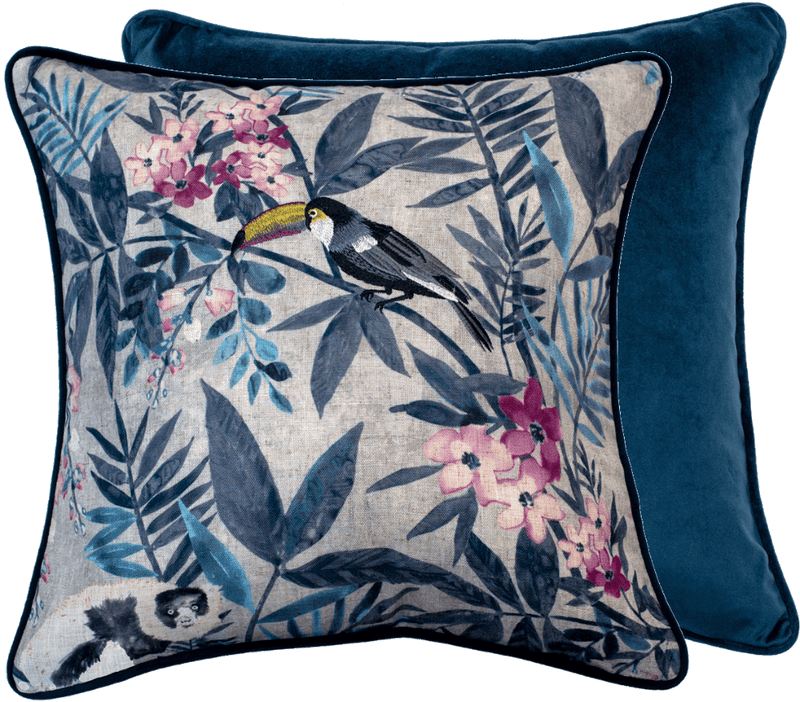 Atmacha Home & Living Cushion 45x45 cm / Assorted PRETTY TOUCAN EMB  PRINT  IN BLUES  45x45 cm