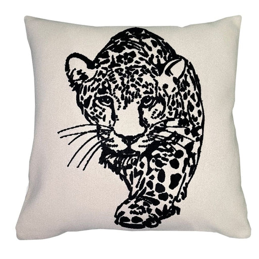 Atmacha Home & Living Cushion 45x45 cm / Black EMB BLACK LEOPARD ON CREAM FELT Black / 45x45 cm