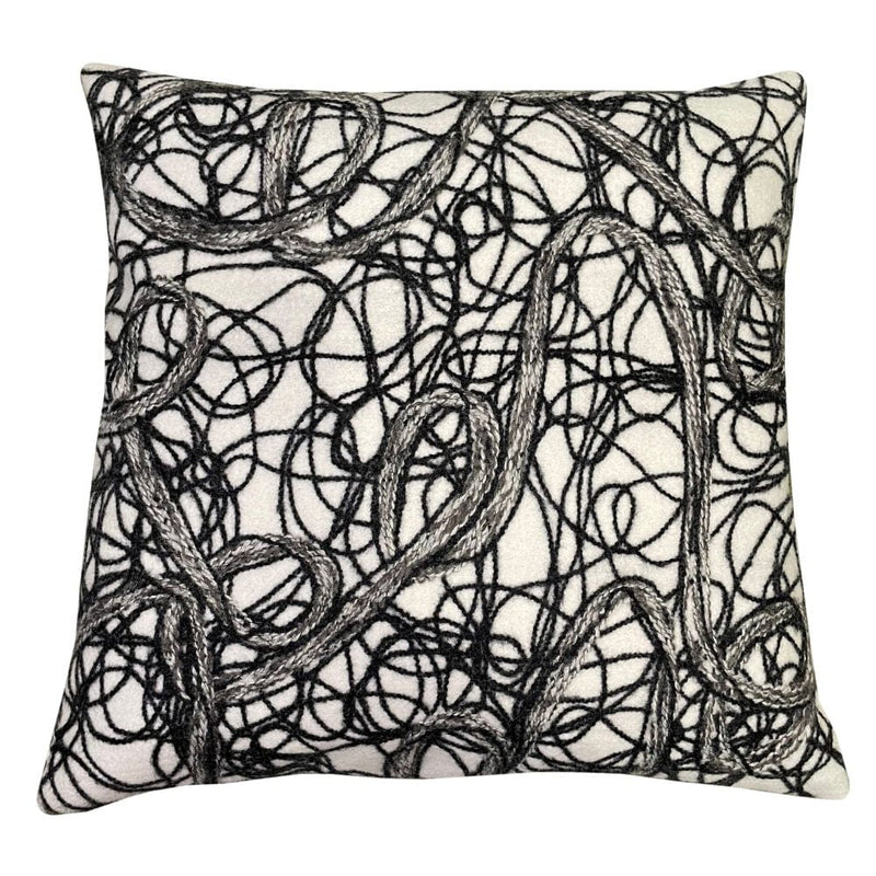 Atmacha Home & Living Cushion 45x45 cm / Black FELT CUSHION MONO CHROME WHITE WITH BLACK SCR Black / 45x45 cm