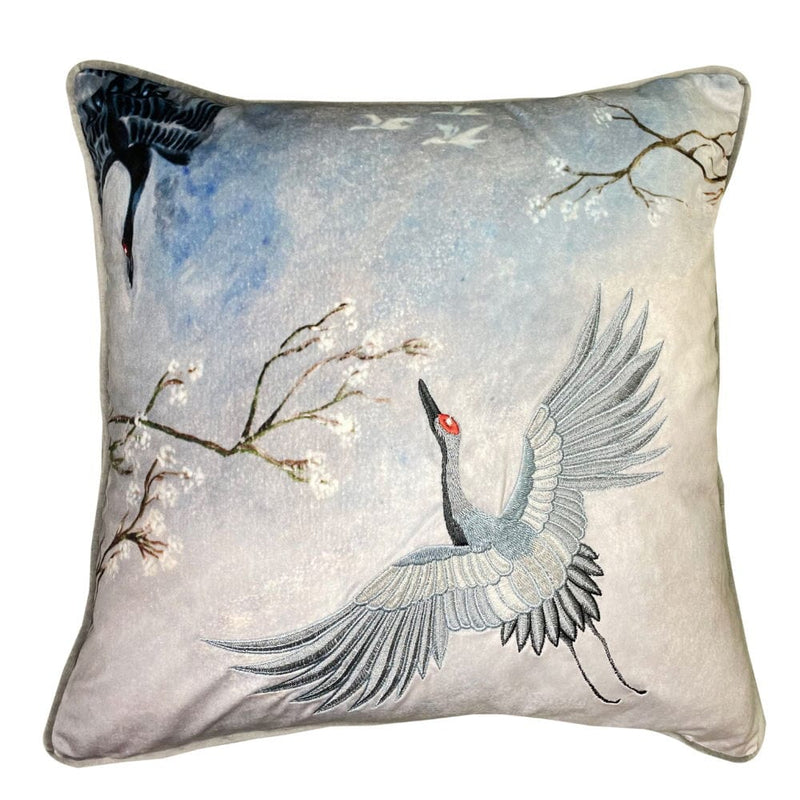 Atmacha Home & Living Cushion 45x45 cm / Blue EMB CRANE ON BLUE / 45x45 cm
