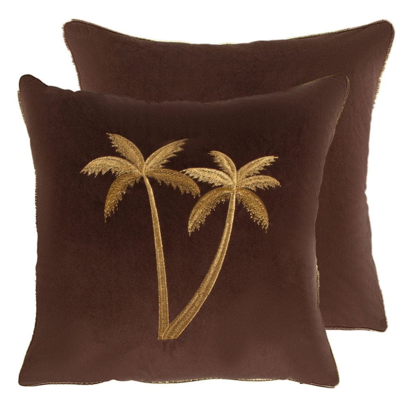 Atmacha Home & Living Cushion 45x45 cm / Gold GOLD EMB PALMS ON CHOC Gold / 45x45 cm