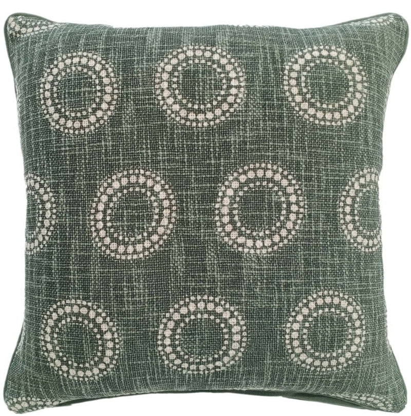 Atmacha Home & Living Cushion 45x45 cm / Green CIRCULAR DOT PRINT ON LOOSE WEAVE GREEN 45 X Green / 45x45 cm