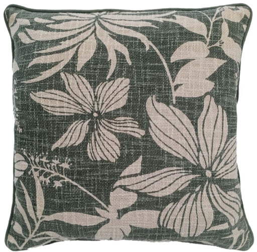 Atmacha Home & Living Cushion 45x45 cm / Green FLORAL PRINT ON LOOSE WEAVE GREEN / 45x45 cm