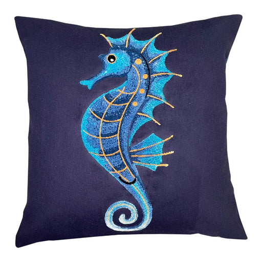 Atmacha Home & Living Cushion 45x45 cm / Navy TURQ SEAHORSE ON NAVY EMB CUSHION Navy / 45x45 cm
