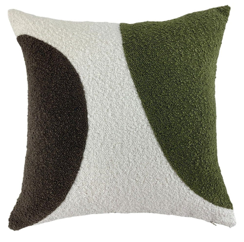Atmacha Home & Living Cushion 45x45 cm / Olive BOUCLE CIRCLES IN OLIVE & BROWN WITH BOUC REV 45X45 Olive / 45x45 cm