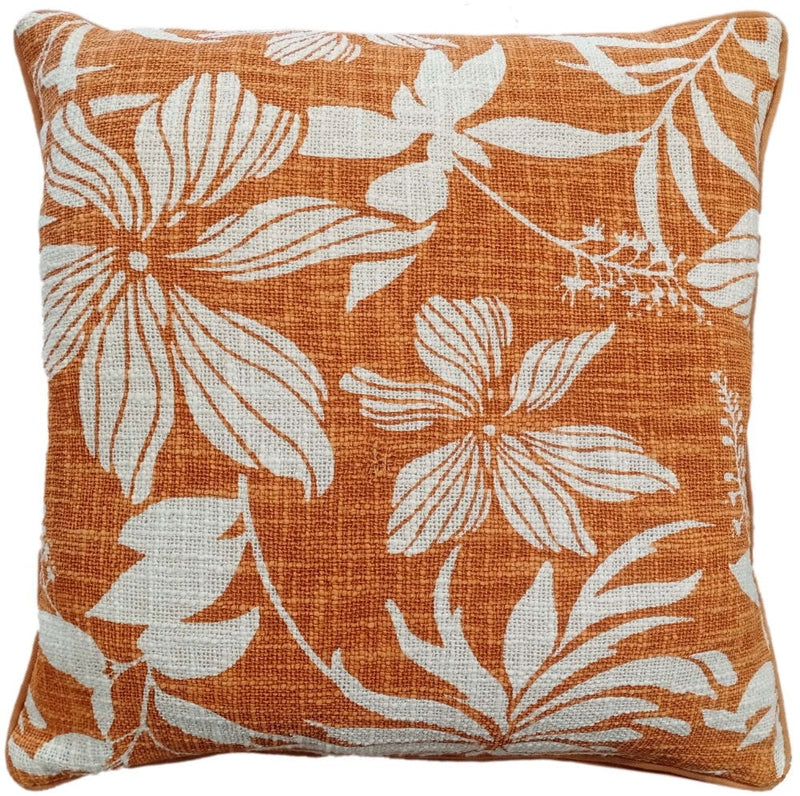 Atmacha Home & Living Cushion 45x45 cm / Orange FLORAL PRINT ON LOOSE WEAVE ORANGE / 45x45 cm