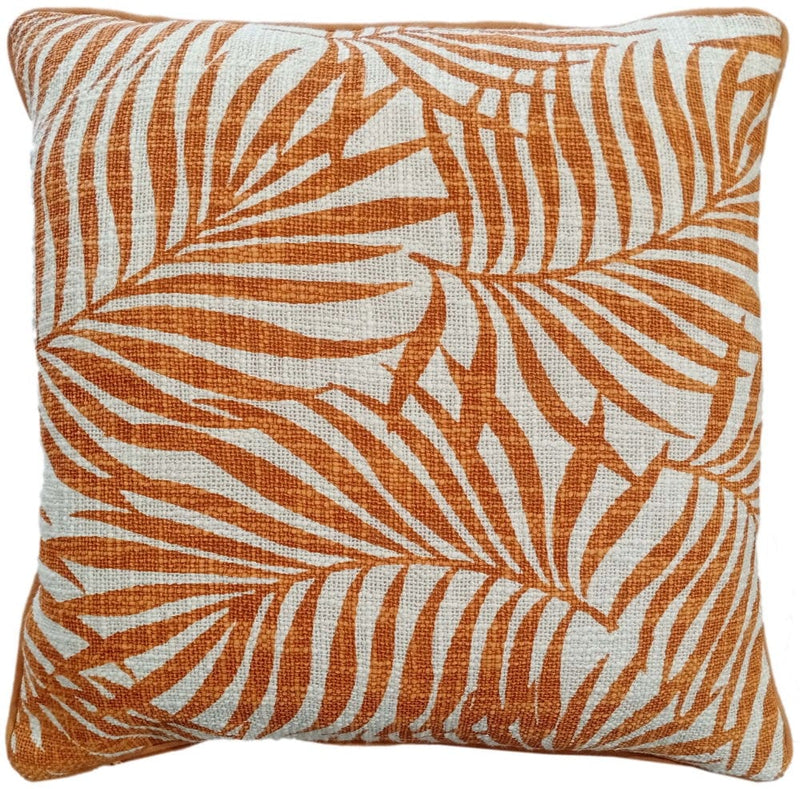 Atmacha Home & Living Cushion 45x45 cm / Orange LEAF PRINT ON LOOSE WEAVE ORANGE / 45x45 cm