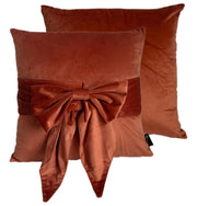 Atmacha Home & Living Cushion 45x45 cm / Orange PM VELV CUSHION WITH BOW ORANGE / 45x45 cm