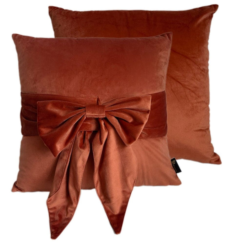 Atmacha Home & Living Cushion 45x45 cm / Orange PM VELV CUSHION WITH BOW ORANGE / 45x45 cm