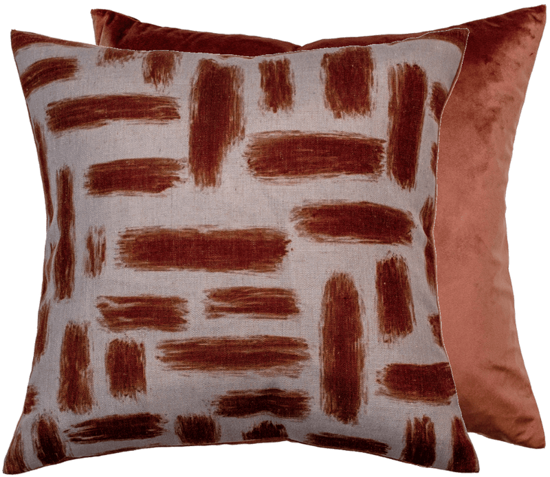 Atmacha Home & Living Cushion 45x45 cm / Rust ABSTRACT PRINTED LINES ON LINEN RUST / 45x45 cm