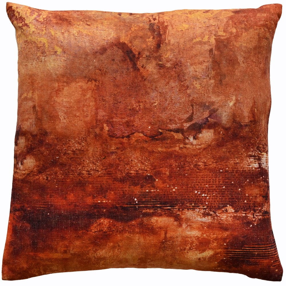 RUST COLOUR ABSTRACT ON FAUX LINEN Rust / 45x45 cm | Malini Cushion ...