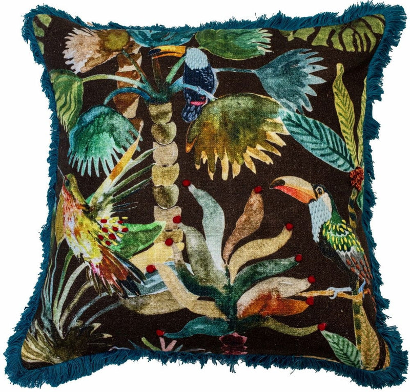 Atmacha Home & Living Cushion 45x45CM / Assorted PRINTED TOUCAN CUSHION ON COTTON WITH EMBELLI 45x45CM