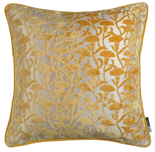 Atmacha Home & Living Cushion 50 x 50 Cut Velvet Floral Mustard Rev Velv Cushion