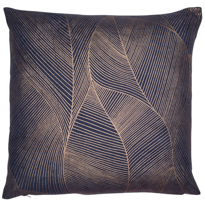 Atmacha Home & Living Cushion 50x50 cm / Navy COPPER FOIL LEAF PRINT ON NAVY LINEN MIX 50 X Navy / 50x50 cm